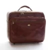 Pilot Bag trolley de voyage en cuir toscan à deux compartiments, roues et bandoulière