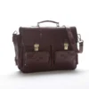 Aktentasche Organizer Deluxe aus pflanzlich gegerbtem toskanischem Leder mit zwei Fächern und Schulterriemen, Made in Italy