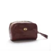 Trousse de toilette de voyage Double Petite en cuir toscan à double compartiment
