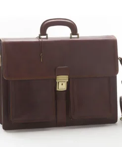 Business-Aktentasche mit zwei Fächern - Testa di moro opaco