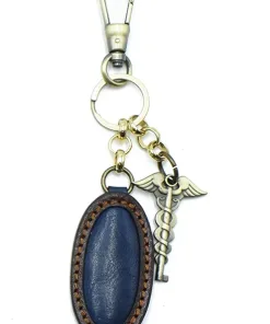 Ovaler Schlüsselring - Blau - Braun