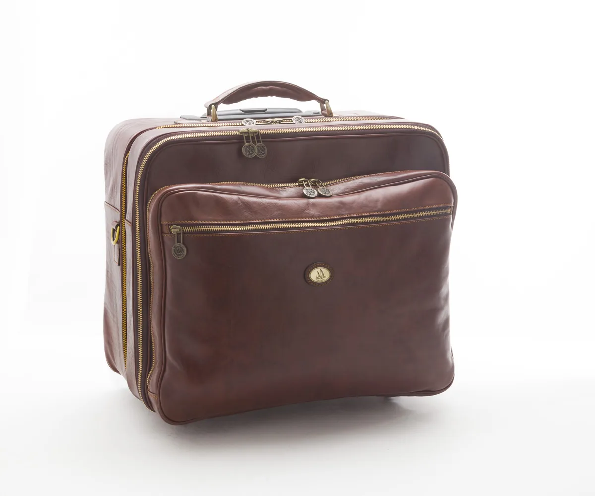 Bolsa piloto con cuatro ruedas - Marrón oscuro opaco