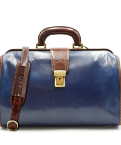 Minimal zweifarbigem Arzttasche mit Schultergurt - Blau - Braun