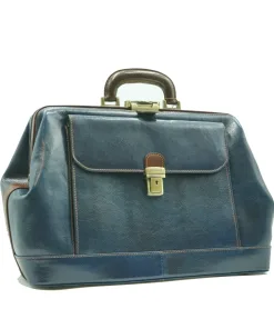 Klassische zweifarbige Arzttasche - Blau - Braun